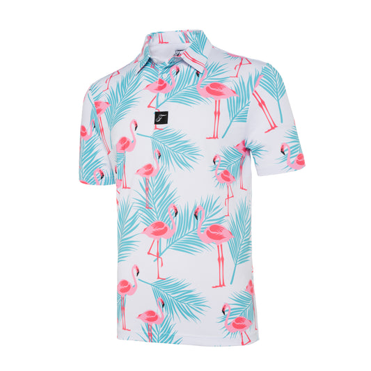 Flamingos & Palm Leaves