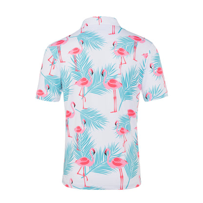 Flamingos & Palm Leaves