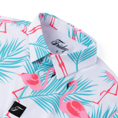 Flamingos & Palm Leaves