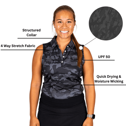 Black Camo Women's Polo (Sleeveless)