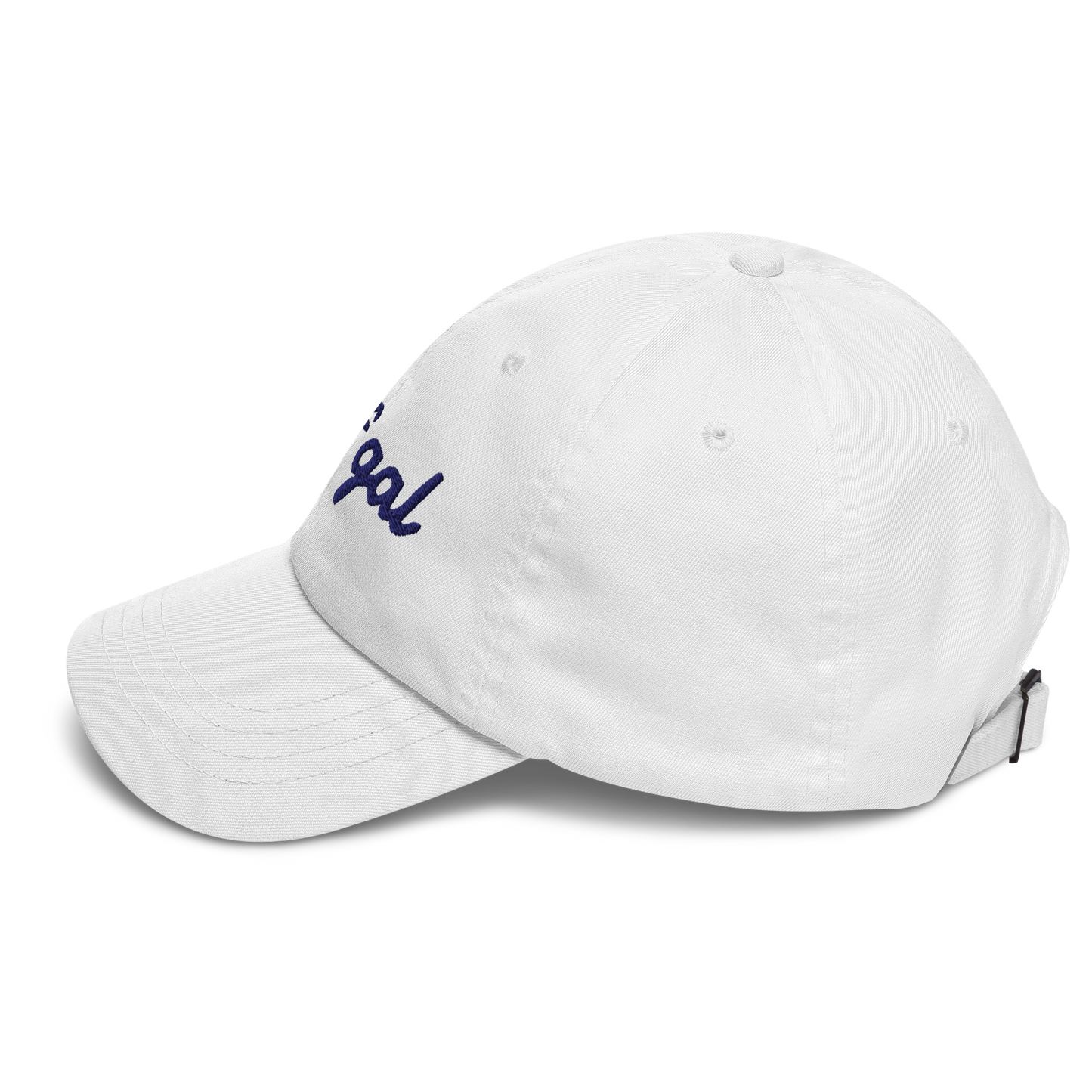 GOLF GAL Script Embroidered Dad Hat – White with Navy Thread